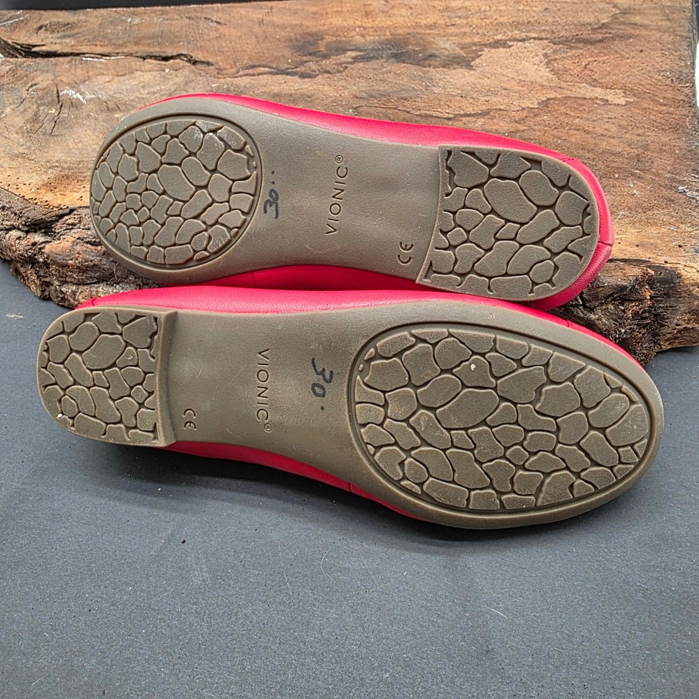 Vionic Minna Ballet Flats Womens 8 Red Leather Bow Orthotic Comfort Shoes - Picture 4 of 5